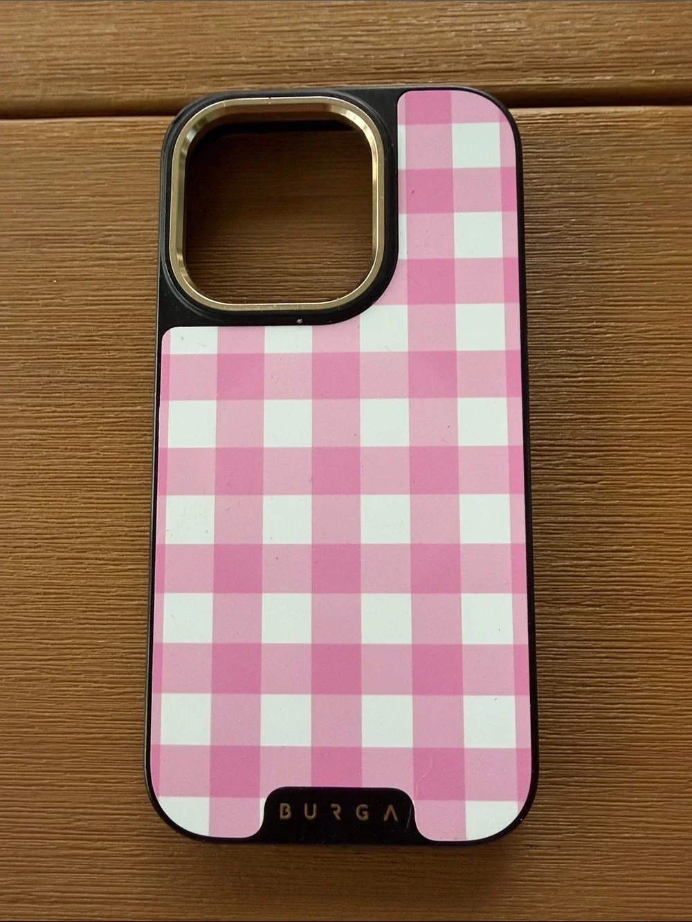 Burga Pink Gingham Check Phone Case for IPhone 14 Pro